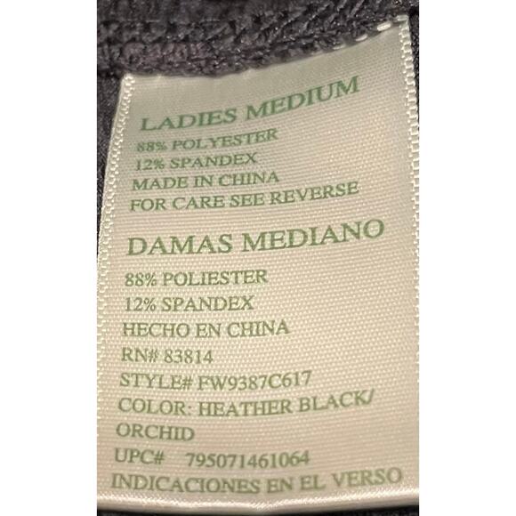 TANGERINE HI-RISE CROP LEGGINGS, WOMENS, M, HEATHER GREY, PURPLE TRIM, ANKLE ZIP - Picture 10 of 11